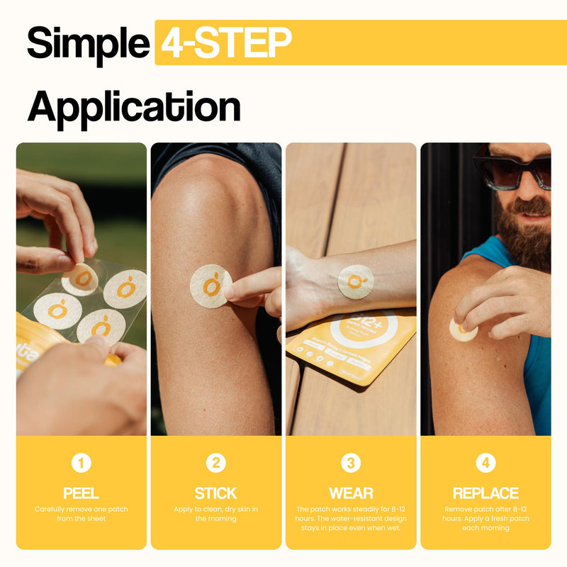 Vytadose Topical B12 Energy Patches | For Mood, Energy & Cognition | Natural Caffeine Patches | Skin-Friendly, Water-Resistant | 30 Count