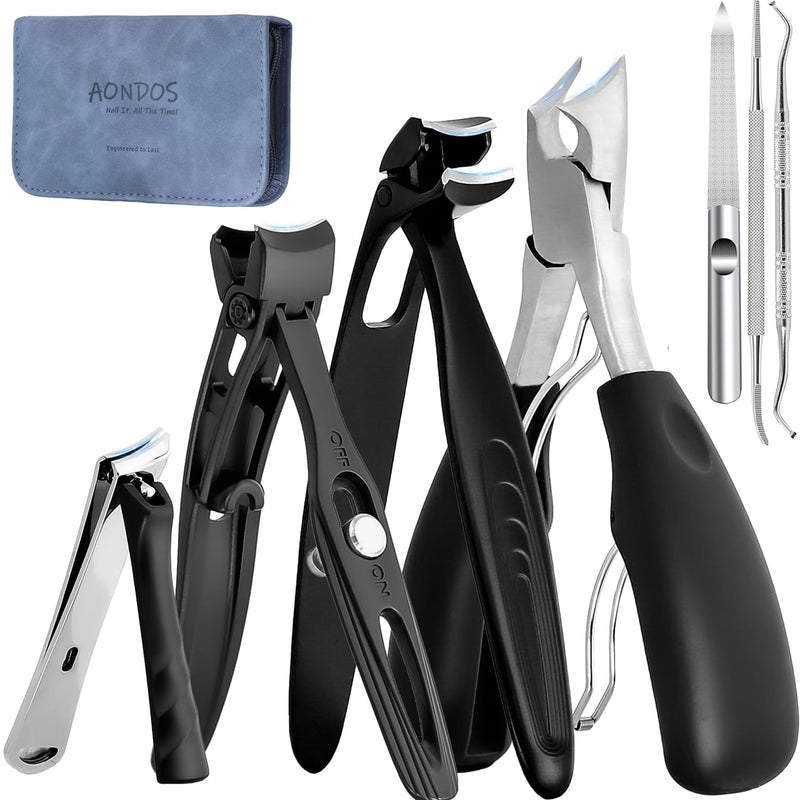 Precision Stainless Steel Heavy Duty Angled Head,Wide Jaw Clippers for Seniors and Man,Ingrown Toenail,Thick Nail.Extra-Long Handle, Extra-Large Slanted Nail Cutter. Men,Women,Elderly.7Pcs (7PCS Toe) 7PCS Toe - BeesActive Australia
