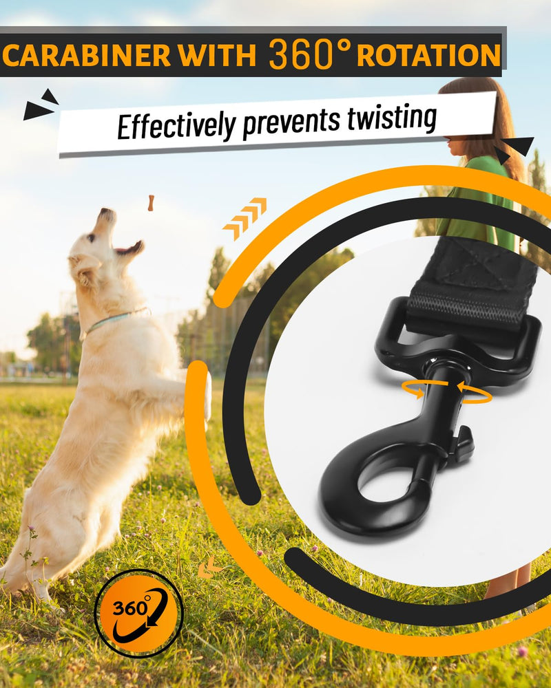 Looxmeer drag leash for dogs, 3m 5m 7m 10m 15m 20m 25m 30m robust dog leash training leash with storage bag, hand strap and D-carabiner black - BeesActive Australia