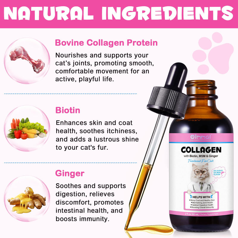 Frovetani Skin and Coat Supplement for Cats, Collagen for Dogs, Liquid Collagen Boost for Cats, Itch Relief for Cats with Allergies, with Biotin, Support Joints, Skin, Bone & Immune System 4fl.oz 2 Packs - PawsPlanet Australia