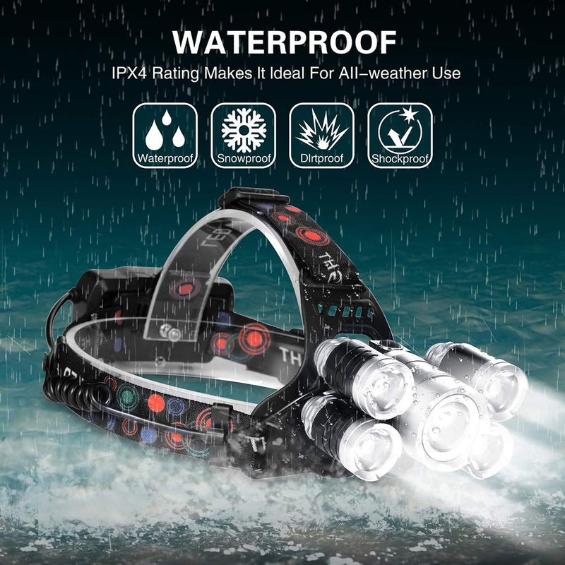 Headlamp 1200 Lumen Ultra Bright LED Work Headlight,Brightest USB Rechargeable Headlamps,4 Modes Waterproof Zoomable Head Lamp Best Headlamps for Adults Camping Cycling Hiking Hunting Outdoors Silver