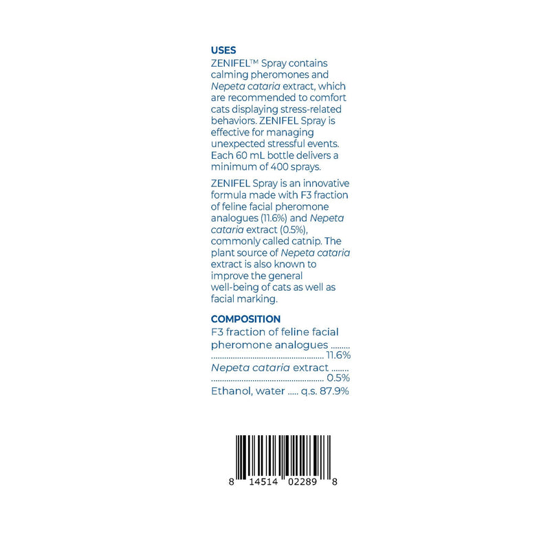 Virbac ZENIFEL™ Spray | Managing Stress-Related Behaviors in Kittens & Cats | Quick-Acting - Ideal for Unexpected Stressful Situations