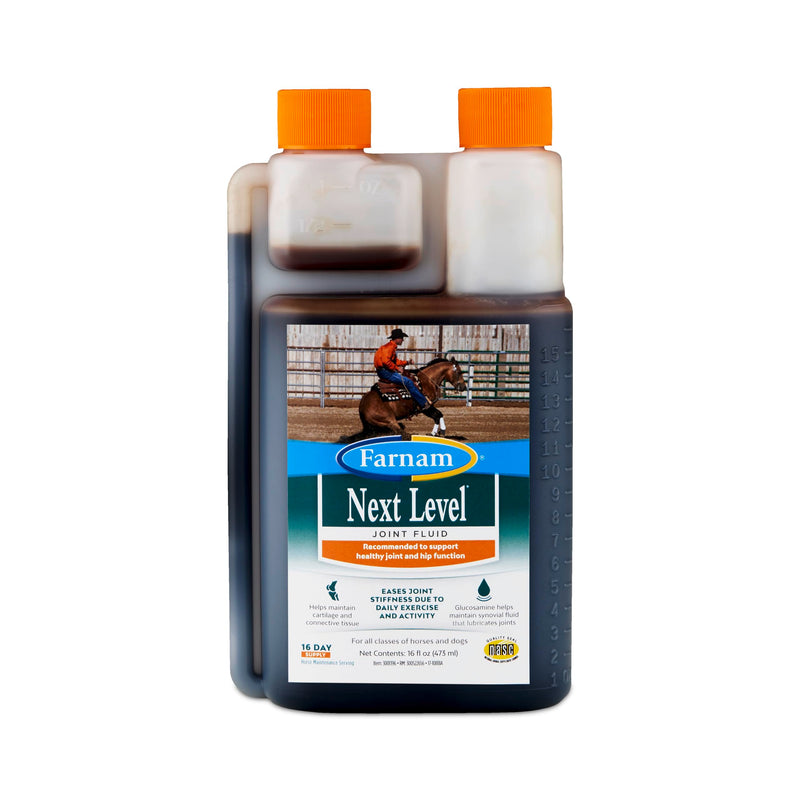 Farnam Next Level Joint Fluid Supplement for horses and dogs, Helps maintain connective tissue to ease joint stiffness due to daily activity, 16 ounces, 16 day supply
