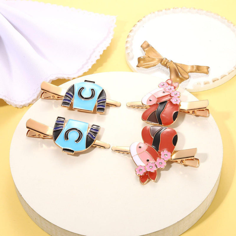 Derby Hair Clips Enamel Horse Hairclips Horseshoe Derby Suit Clips for Women Girl Hair Accessories (4Pcs-Derby Hair Clips) 4Pcs-Derby Hair Clips - BeesActive Australia