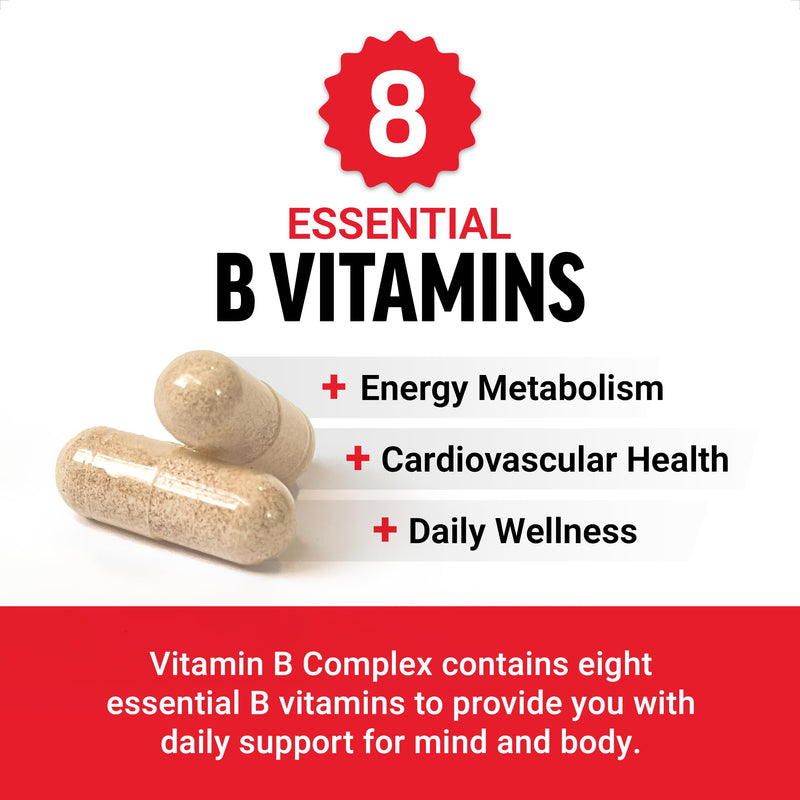 Force Factor Vitamin B Complex to Support Energy, Vitality & Heart Health | Includes Vitamin B1, Vitamin B2, Vitamin B3, Vitamin B6, Vitamin B12, and More, Vegan, Non-GMO, 60 Vegetable Capsules