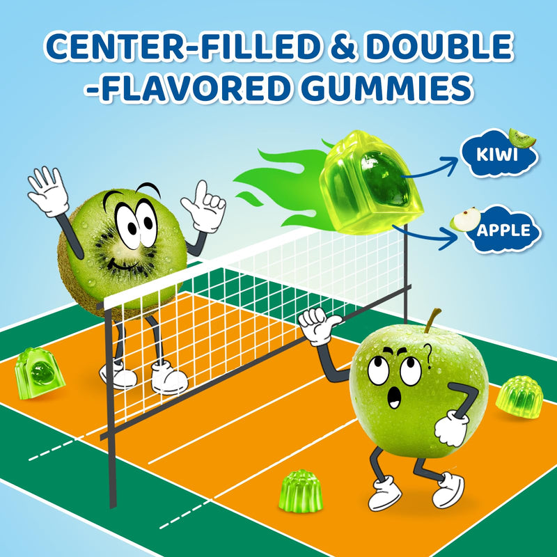 2PCS Center-Filled Magnesium Gummies for Kids 300MG - Magnesium Glycinate Gummies with L-theanine, Omega-3, Vitamin B6, D for Kids & Adults, Supplement for Sleep, Calm & Muscle Relaxation Apple & Kiwi 60 Count (Pack of 2)