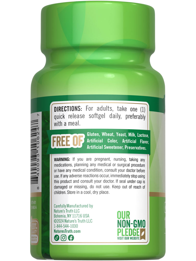 Nature's Truth Vitamin E 400 IU Softgels | 268mg | 100 Count | Non-GMO & Gluten Free Supplement