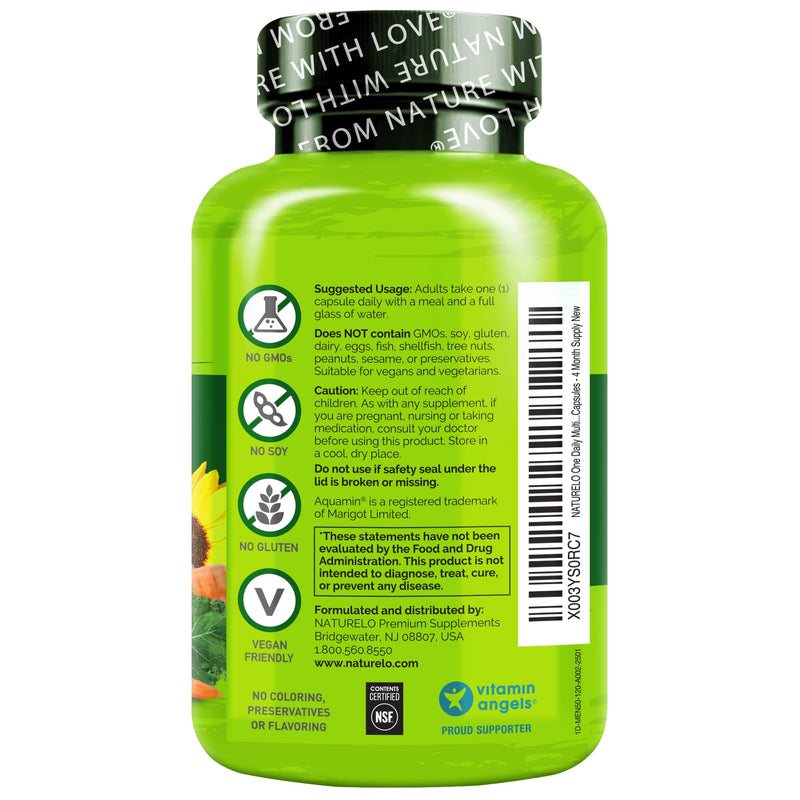 NATURELO Multivitamin for Men 50+ - One Daily, 120 Vegetarian Capsules | Vitamins, Minerals & Organic Whole Foods, Boost Energy and Health, Non-GMO 120 Count (Pack of 1)