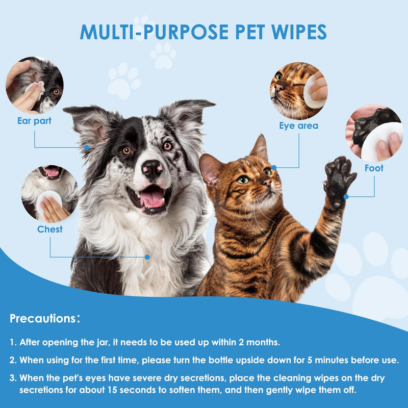 Pet Eye Wipes for Dogs & Cats 120PCS Dog Eye Wipes for Remove Eye Discharge and Crust Coconut Oil Non-Irritating Pet Cleaning Grooming Wipes for Eyes Face - BeesActive Australia