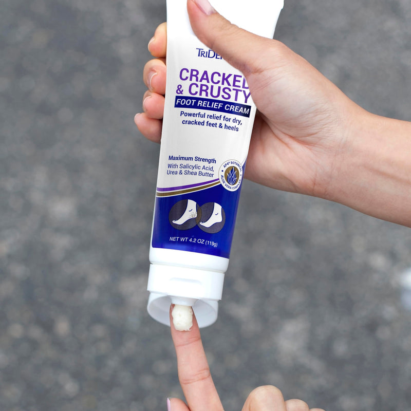 TriDerma Cracked & Crusty™ Healthy Foot Cream Moisturizes, Softens and Heals Dry Feet, Cracked Heels and Dry Elbows with Salicylic Acid, Urea, Shea Butter, AP4 Aloe and Vitamins, 4.2 Ounces