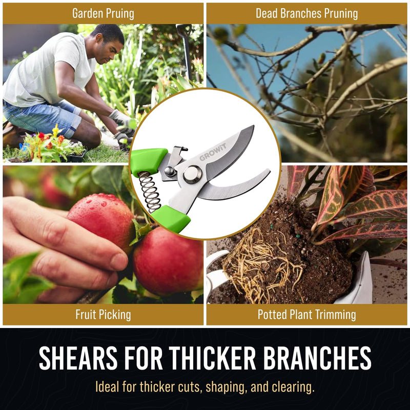 Pruning Shears & Gardening Scissors Set - 7"" Titanium Coated Sharp Garden Clippers, Stainless Steel Garden Shears for Plant - Garden Pruners, Florist Scissors with Non-Slip Grip - BeesActive Australia