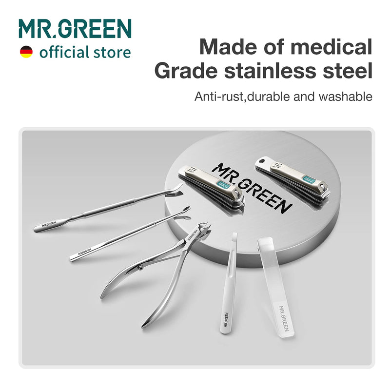 MR.GREEN 7in1 Manicure Sets Personal Care Tools Stainless Steel Professional Nail Clippers Pedicure Set Travel Case Kits (Mr-6032) Mr-6032 - BeesActive Australia