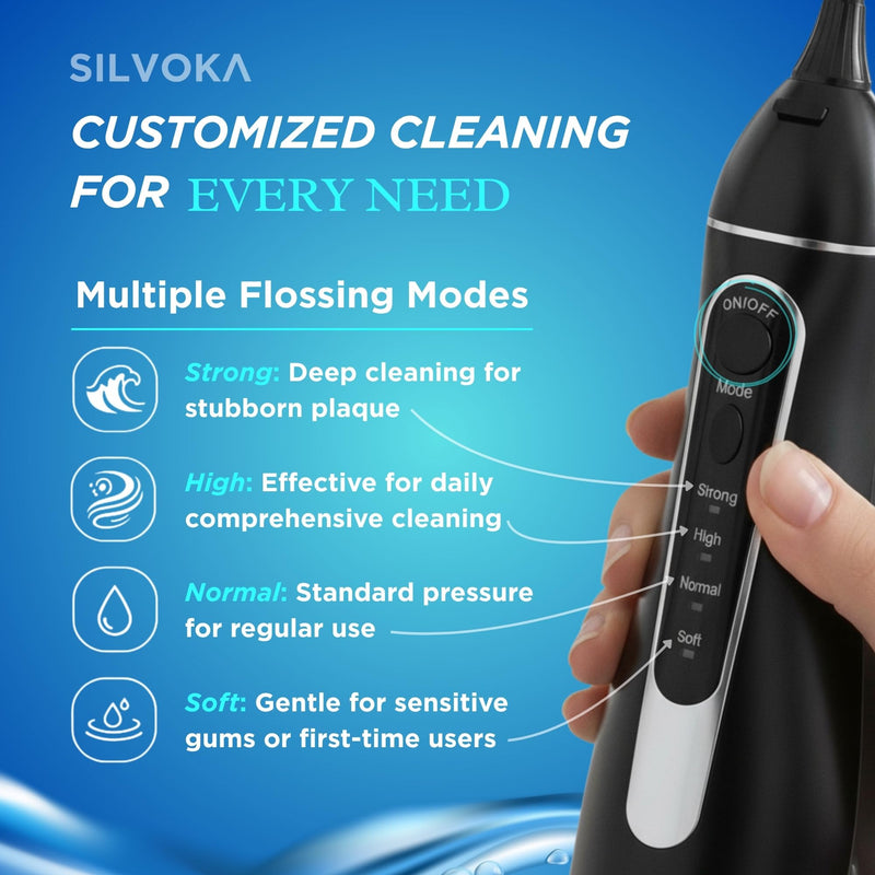Water Flosser for Teeth, Cordless Oral Irrigator, Portable Dental Flosser with 300ML Tank, 4 Cleaning Modes, IPX7 Waterproof, Rechargeable Water Floss Pick for Braces, Gum Care & Travel