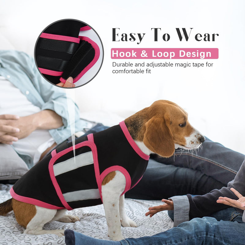 Allroaring Dog Anxiety Vest, Soft Dog Calming Shirt, Reflective Anti-Anxiety Vest Breathable Pet Anxiety Jacket Wrap for Fireworks, Thunderstorms, Separation, Travle, Vet Visits, Black L Large