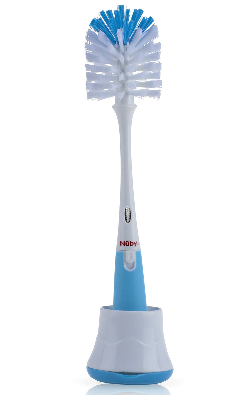 Nuby 2 in 1 Bottle and Nipple Brush with Stand, 1 Pack, Colors May Vary - BeesActive Australia