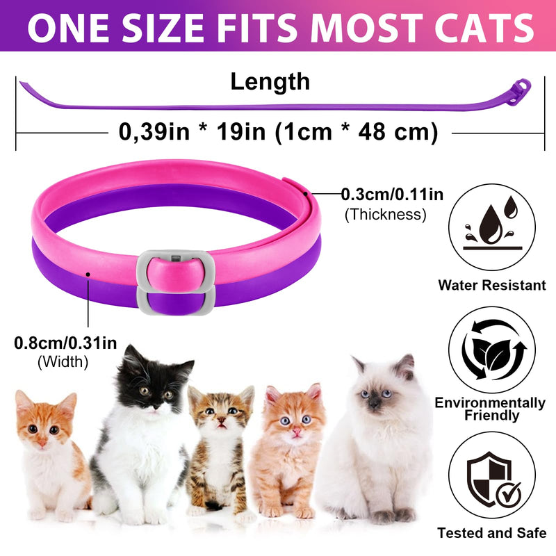 Tick flea collar for cats, tick collar for cats, flea collar for cats, 4 pieces, effective protection for 24 months, adjustable, waterproof (pink and purple). - BeesActive Australia