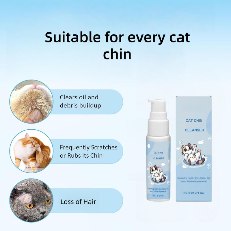 Cat Chin Care Kit,Cat Chin Cleaner With Silicone C-At Brush,C-At Skin Treatments,Ca-T Filth Treatment&Blemishes Remover,No-Rinse Formula,Soothes Ch-In Skin&Oil Control(With Cleansing Massage Brush)
