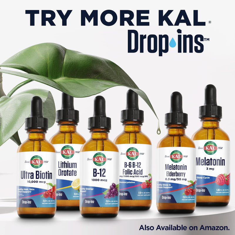 KAL D3 K2 DropIns 125/500 mcg, Natural Citrus Flavor, 2 fl oz | Bone, Teeth, Heart & Immune Support - Liquid Vitamin D3 & K2 - Approximately 59 Servings - Lab Verified