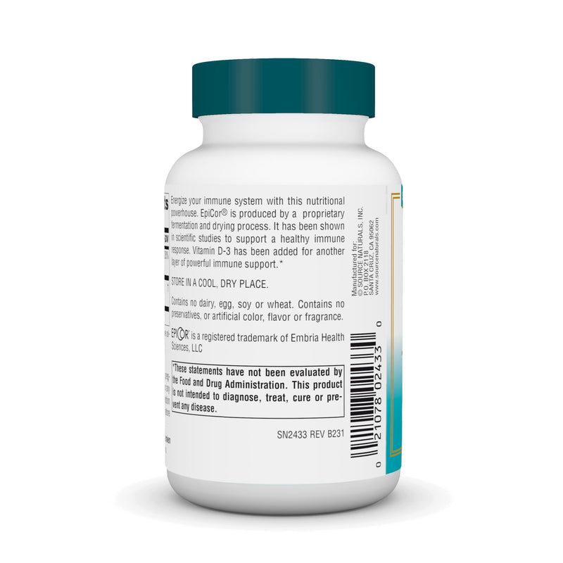 Source Naturals, Wellness, EpiCor with Vitamin D-3-60 Capsules | Supports Heightened Immune Defense 60 Count (Pack of 1)