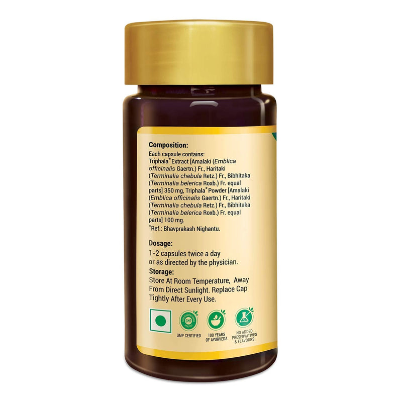 Zandu Triphala Capsules, Supports Bowel Wellness & Healthy Gut, Helps to Boost Immunity & Useful for Digestion, Antioxidant Properties - 90 Veg Capsules - BeesActive Australia