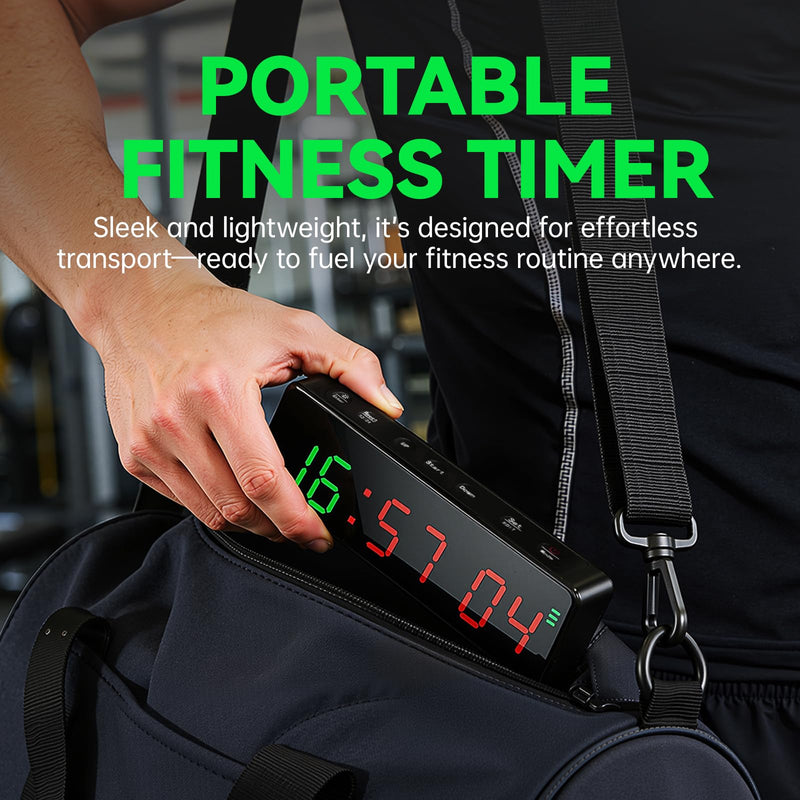 Small Gym Timer Clock with Magnet, Rechargeable Workout Interval Timer for FGB-Style & HIIT, Count Up/Down Stopwatch, Custom Modes, Portable Fitness Clock for Boxing, Home Garage Gyms, Indoor Outdoor - BeesActive Australia