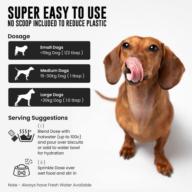 Super Cal Chicken Bone Broth for Dogs with 5 Active Ingredients – Probiotics, Prebiotics, Joint Support – Dog Gravy Granules - 60 Servings (300g)