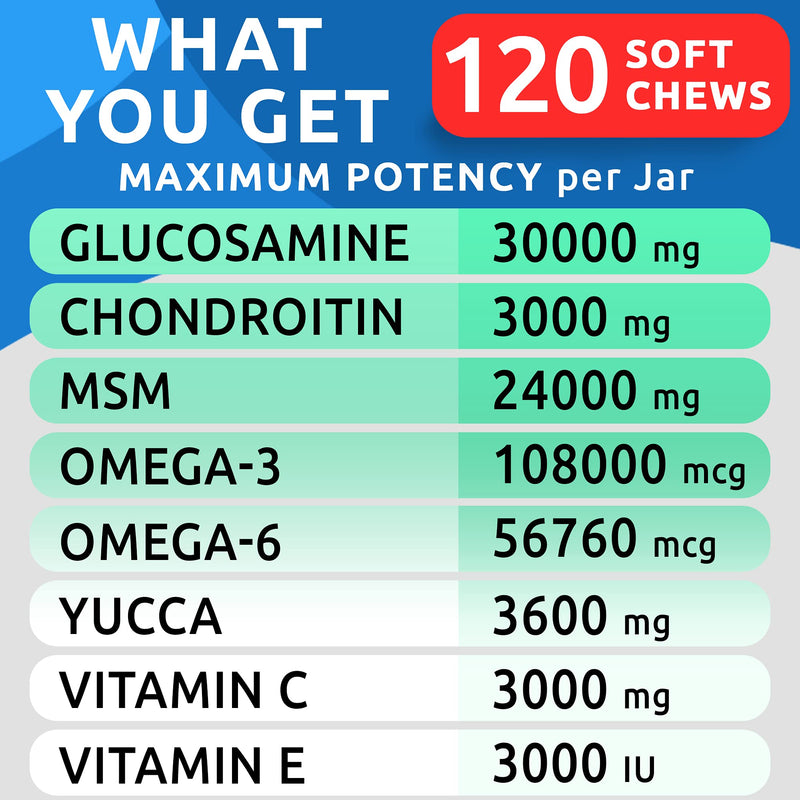 Glucosamine Chondroitin Dog Hip & Joint Supplement - Joint Pain Relief - Hip & Joint Chews for Dogs - Joint Support Large Breed - Senior Doggie Vitamin Pills Joint Health - (240 Treats - Bacon) 240Ct (Value Pack) - Large Dogs - BeesActive Australia