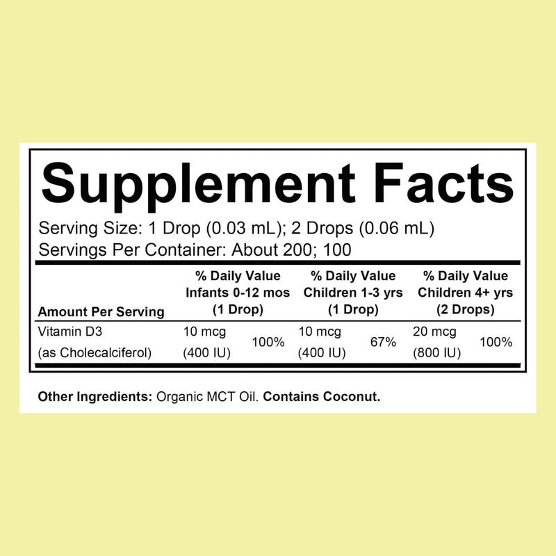 ChildLife Essentials Organic Infant Vitamin D3 Drops 0.21 Fl Oz (1 Pack) | Newborns, Baby Vitamin D Drops, 400 IU per Serving, Immune Teeth & Bone Health Support, USDA Organic, Flavorless 0.21 Fl Oz (Pack of 1)