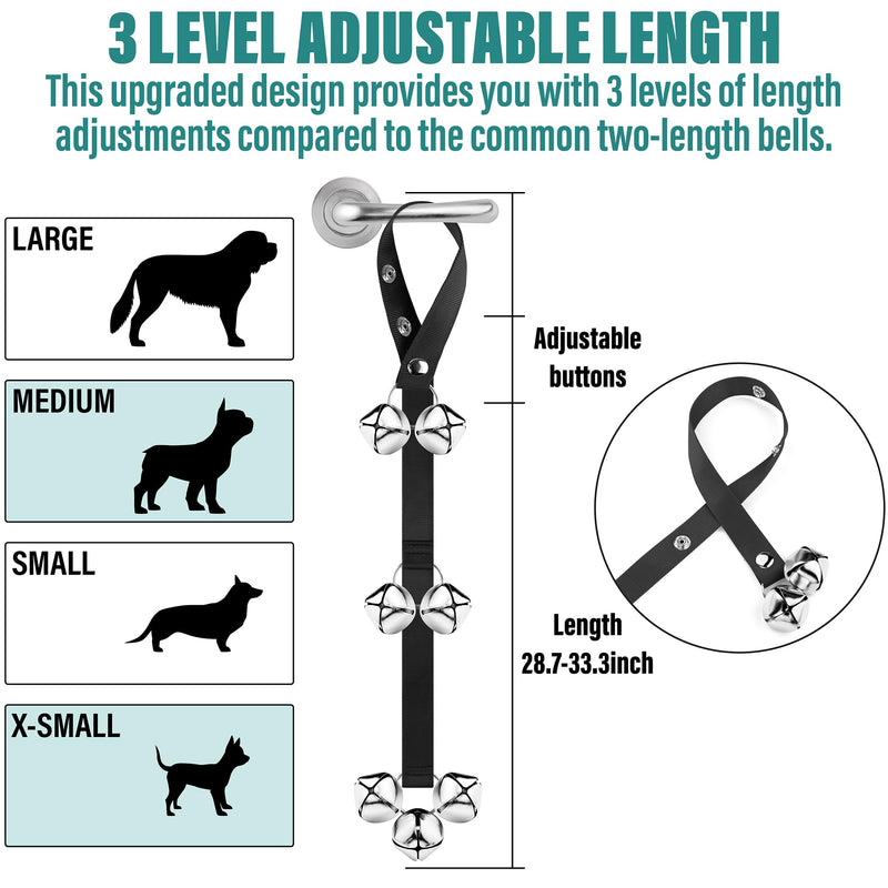 Dog Doorbells Premium Quality Training Potty Dog Bells, Adjustable Door Bell Length for Small, Medium and Large Dogs, A Convenient Way to Train Your Puppy - 7 Large Loud & Crisp DoorBells 04 Black/Pink - BeesActive Australia