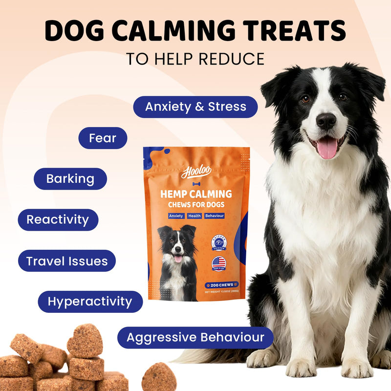 Calming Dog Treats, 200 Count Hemp Calming Treats For Dogs | Reduce Stress, Fear, Separation Anxiety, Barking, Hyperactivity, Reactivity, Aggression, Travel Issues | 100% Natural Dog Calming Treats Chicken-200count
