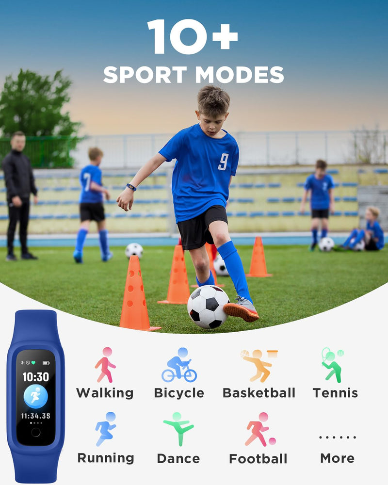 BIGGERFIVE Vigor 2 L Kids Fitness Tracker Watch for Boys Girls Ages 5-15, Activity Tracker, Heart Rate Sleep Monitor, IP68 Waterproof, Pedometer, Calorie Step Counter Watch, Blue - BeesActive Australia