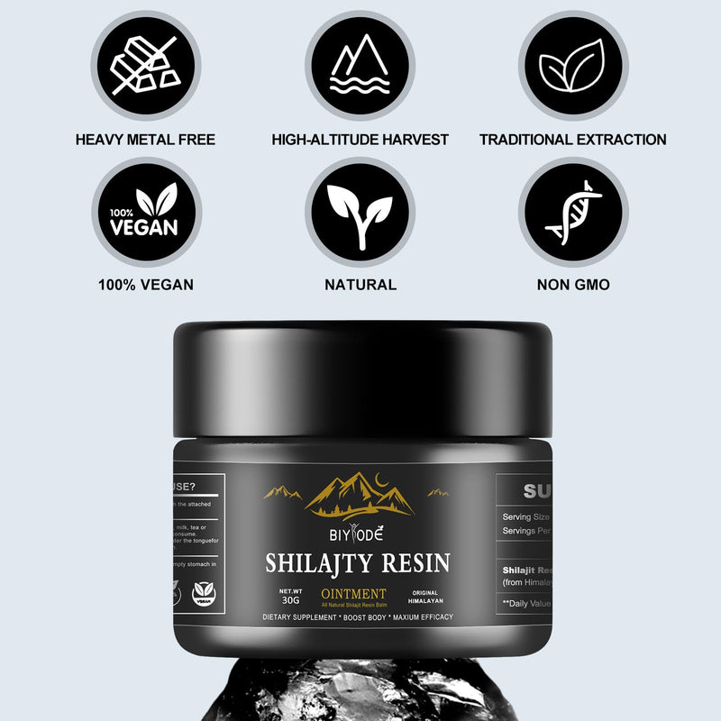 Shilajit Pure Himalayan Organic, Shilajit Resin 600mg Maximum Potency Natural Organic Shilajit Resin with 85+ Trace Minerals & Fulvic Acid for Energy, Immune Support, 30 Grams 1.05 Fl Oz (Pack of 1) - BeesActive Australia