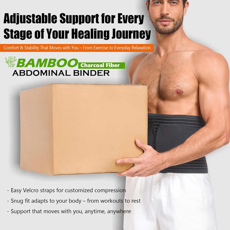 Abdominal Binder for Men and Women ‚Äì Post Surgery & Postpartum Recovery Hernia Support Belt Waist Trainer for Men Adjustable Compression Wrap (Black,L) Black Large - BeesActive Australia