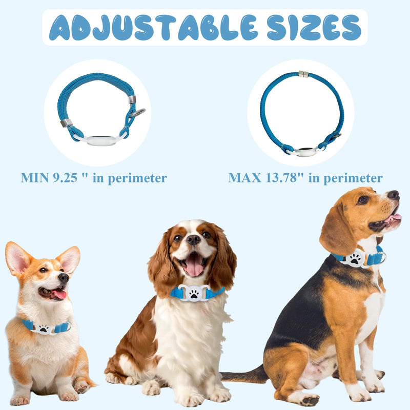 Airtag Collar for Small Medium Dogs, Stretchy Dog Collar with Apple Air Tag Holder, Water Resistant Elastic Integrated Anti Lost Adjustable Lightweight blue - BeesActive Australia