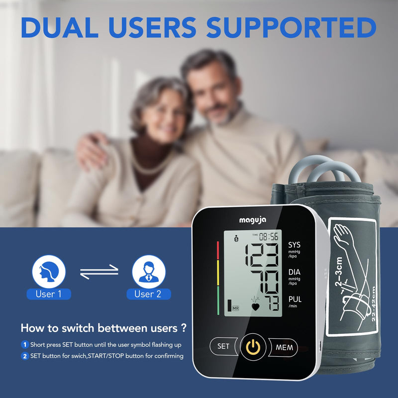 Arm Blood Pressure Monitor,maguja Blood Pressure Machine,BP Monitor Automatic Upper Arm Digital with Blood Pressure Cuff for Home Use Black