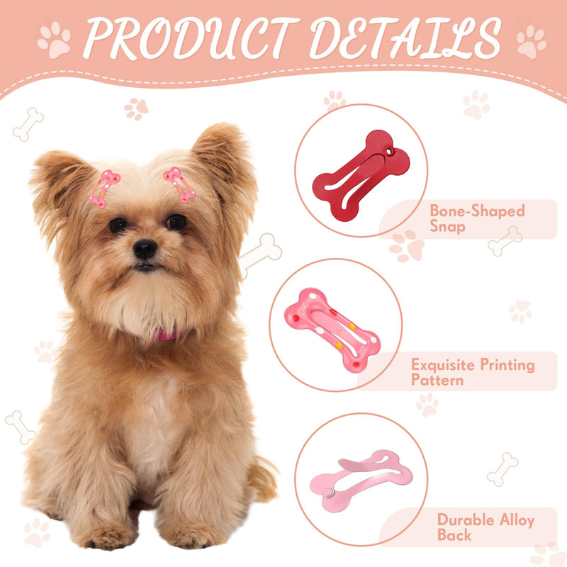 50 Pieces Bone Shaped Hair Clips Multicolor Small Barrettes Dog Cat Puppy Accessories, 25 Vivid Styles - BeesActive Australia
