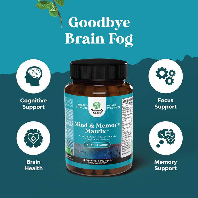 Advanced Nootropics Brain Support Supplement - Synergetic Mental Energy and Focus Supplement with Brain Vitamins for Cognitive Enhancement - Mind and Memory Supplement for Brain Health (30 Servings) 60 Count (Pack of 1)