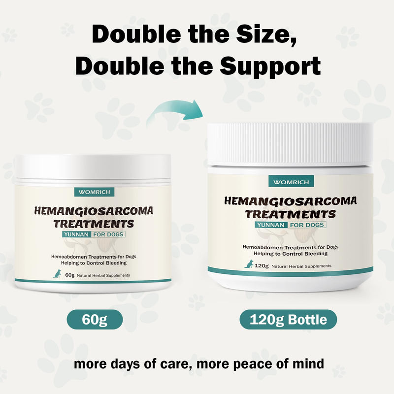Blood Support Powder for Dogs, Natural Yunnan Sanqi Powder for Hemangiosarcoma, Hemoabdomen, Pericardial Effusion, Cancer Bleeding, Severe Bruising, Ulcer-Related Bleeding, Bloody Stools - 120g