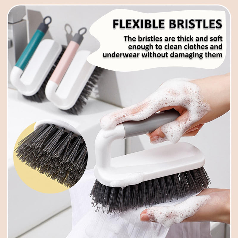 Scrub Brush, Scrubbing Cleaning Brushes, Heavy Duty Cleaning Brushes with Handle, for Shower, Bathroom, Carpet, Kitchen and Bathtub Scrubber, 2 Pack (Grey) Gray - BeesActive Australia