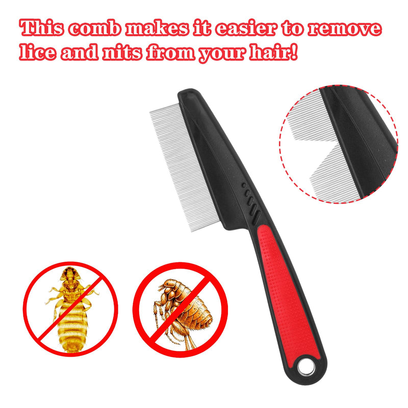 AOZUO Pack of 2 flea combs for cats, flea combs, dogs, cat comb, dandruff comb made of stainless steel, wide fine teeth, lice combs, professional scalp care tool, multifunctional anti-static skewer comb - BeesActive Australia