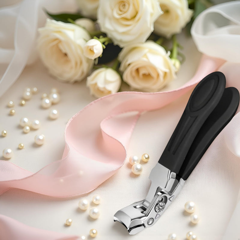 Professional Sapphire Black Angled Nail Clippers for Seniors – 5'' Elegant Thick Toenail Clipper with Nail File, Ultra-Sharp Blades, Nail Catcher, Easy Grip & Safe Home Manicure & Pedicure Care Tool - BeesActive Australia