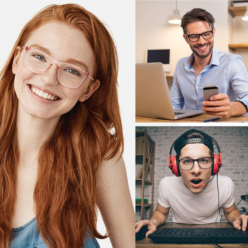 hunsquer Blue Light Glasses Men Blue Light Blocking Glasses Women Black+transparent clear - BeesActive Australia