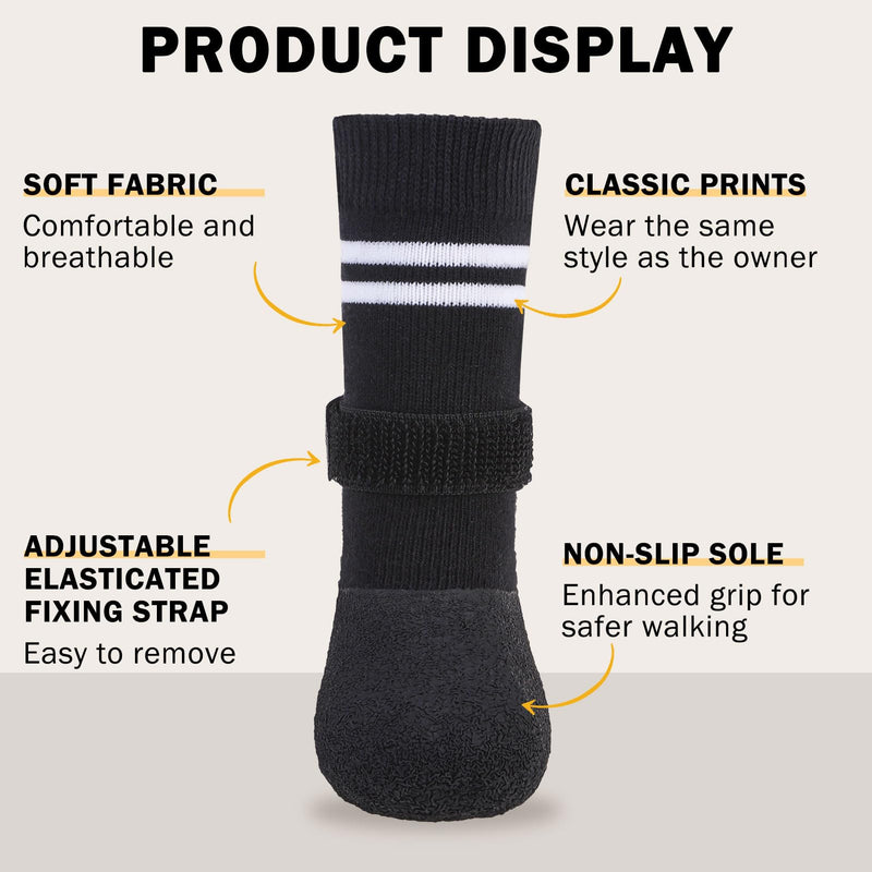 SCENEREAL Anti Slip Dog Boots & Paw Protectors for Hardwood Floor, Extended Dog Socks to Prevent Licking Paws, Waterproof Pet Snow Rain Shoe for Winter Medium Senior Dogs, Black M Medium(Paw width 2.04in/5.2cm) - BeesActive Australia