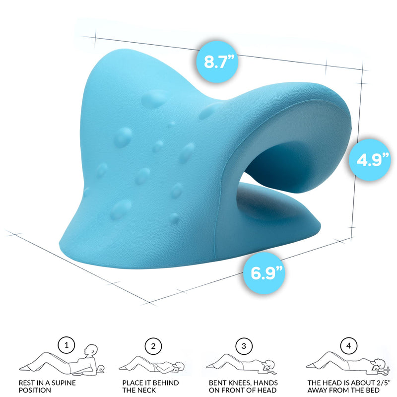 Neck Stretcher Cervical Traction, FSA HSA Eligible, Neck and Shoulder Relaxer for Pain Relief, Ergonomic Neck Pillow, Neck Hump Corrector, Cervical Spine Alignment, Neck Curve Corrector (Light Blue) Light Blue - BeesActive Australia