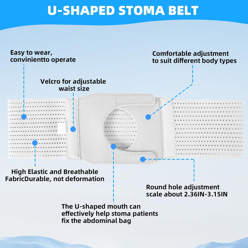 Ostomy Support Belt, Adjustable Stoma Support Belt Medical Ostomy Hernia Belt, Ileostomy Belt, Abdominal Ostomy Hernia Binder Supplies, Universal Ostomy Belt Helps Protection Ostomy Bag(Gray,M) M