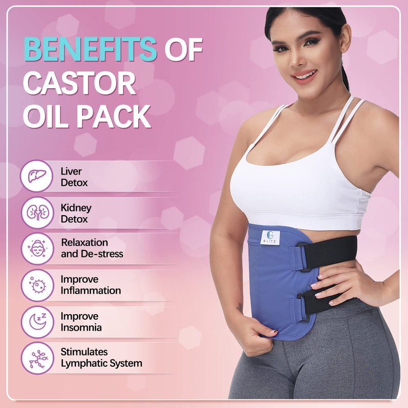 glitz Castor Oil Pack Wrap ‚Äì Reusable Organic Castor Oil Packs for Liver Detox (Compress), Less Mess, Anti Leak Outer Layer, Soft Cotton (Violet) Violet - BeesActive Australia