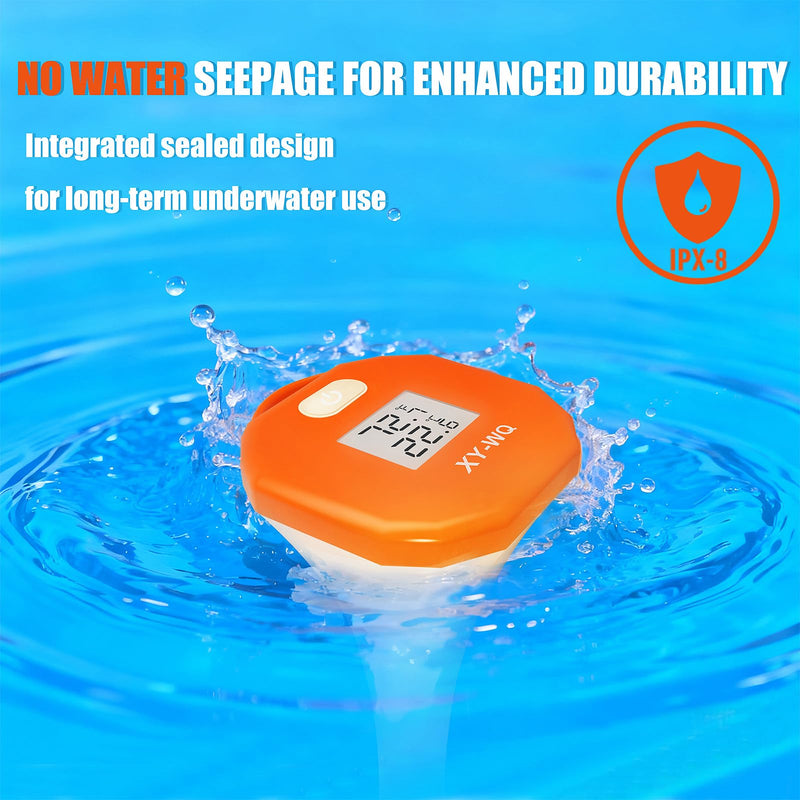 XY-WQ Digital Pool Thermometer with Safety Rope, Floating Water Thermometer with Large LCD Display, Easy-to-Read Big Numbers, IPX8 Waterproof for Swimming Pools, Spas, Hot Tubs & Aquariums