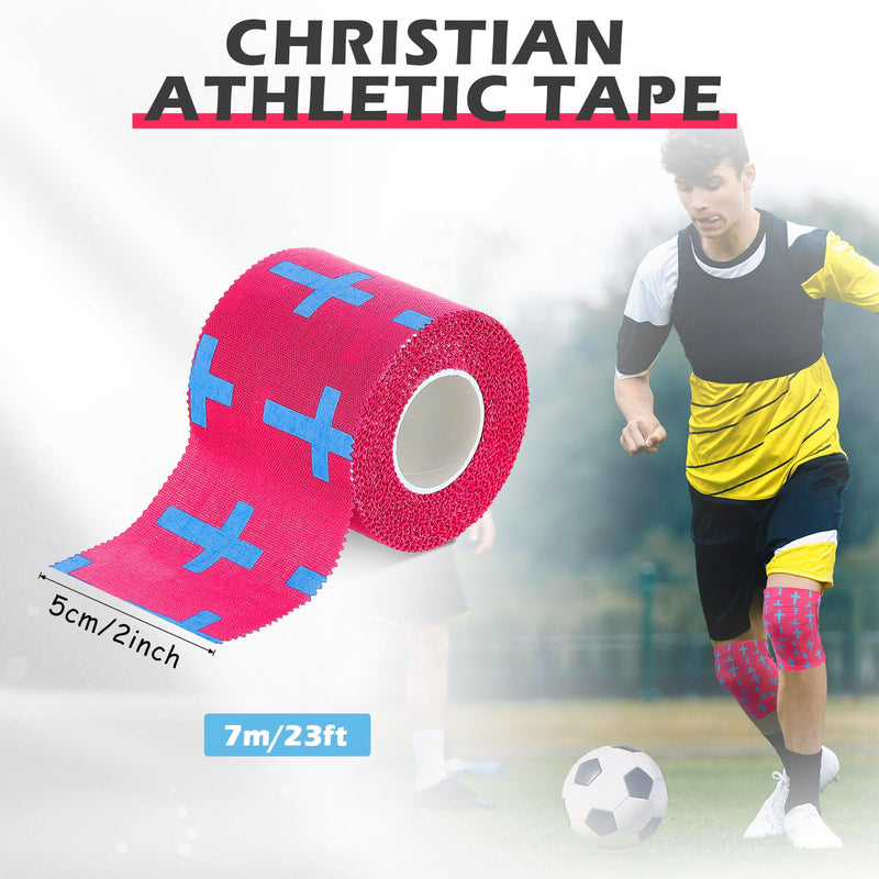 TrelaCo 1 Pcs Wrist Tape Baseball Cross Athletic 2in x 23ft Cotton Cross Wrist Tape Serrated Edges for Fingers Ankles Injury Wrap, Football Baseball Hockey Soccer (Rose Red) Rose Red