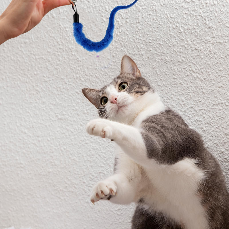 Vin Beauty 12 Pcs Cat Worm Toy Refills Cat Toys Wand Replacement Cat Wand Refills Worm Teaser with Bells Cat Wand Attachments Worm Toy Cat Accessories for Bored Indoor Cats Kitten - BeesActive Australia