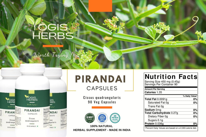 Pirandai Capsules (Cissus Quadrangularis) 90 Veg Capsules - BeesActive Australia